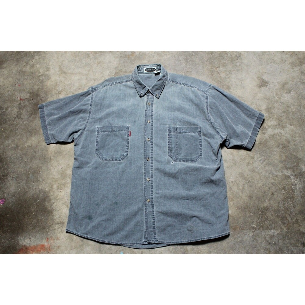 Vintage 90s Bugle Boy Distressed Thrashed Button Down Oxford Short Sleeve Shirt